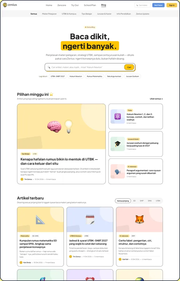 Blog landing on desktop