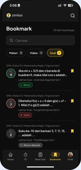 Bookmarked videos