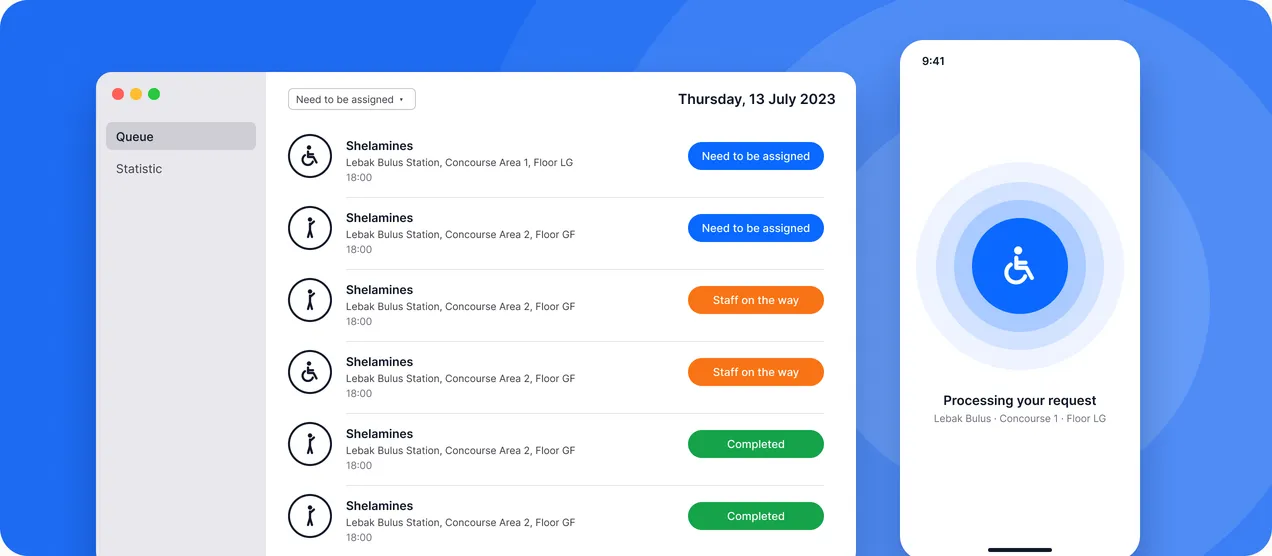 DIAS passenger app and staff dashboard