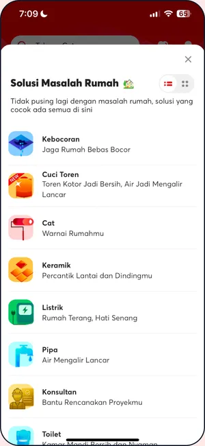 Choosing a service, before the redesign
